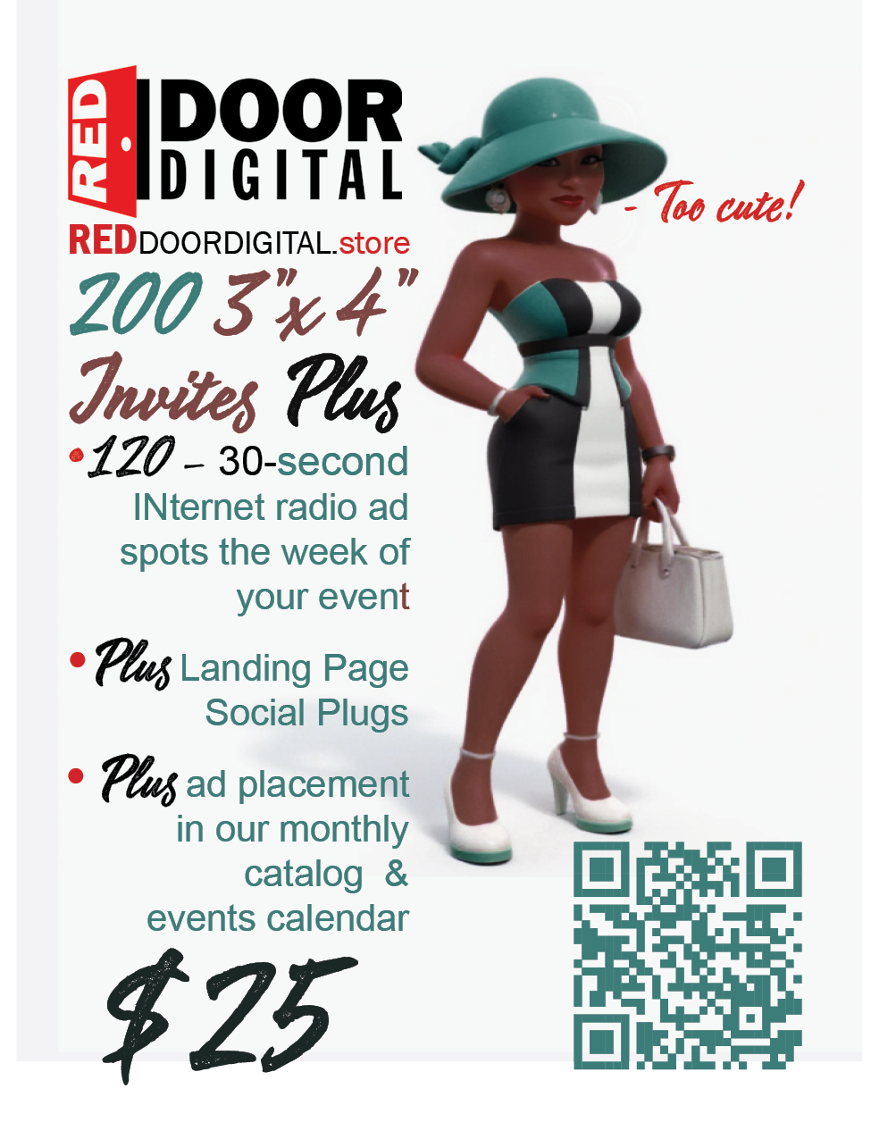 three by four inch invitation card